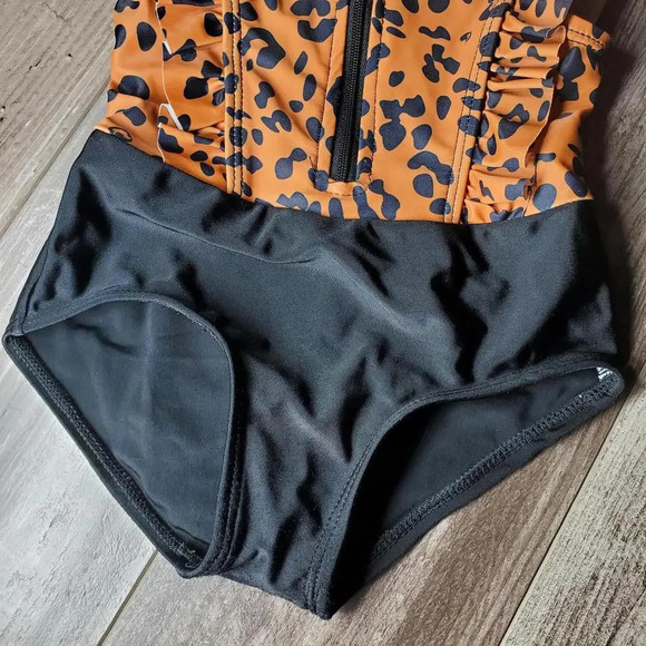 SHEIN Baby Girl Animal Print One Piece Ruffle Swimsuit Size 80 NWOT - Picture 4 of 9